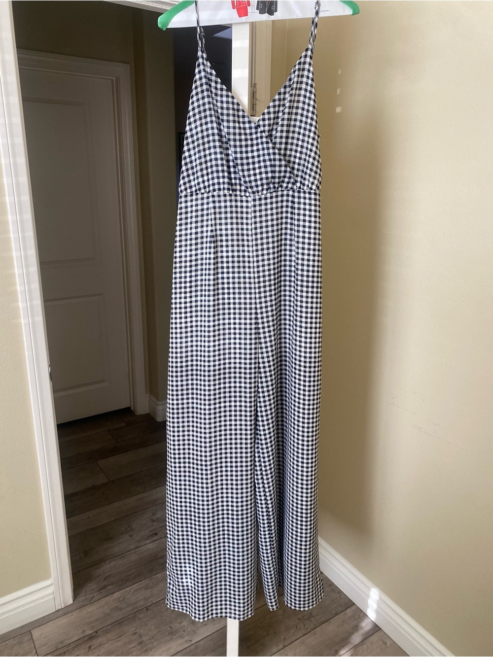 Black & White Gingham Wide-Leg Jumpsuit